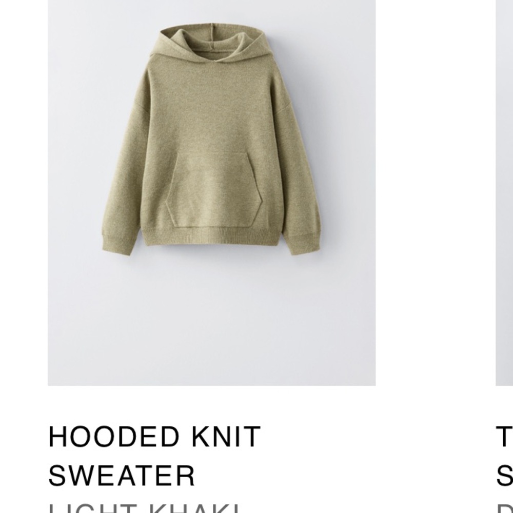 Zara Kids 5T Light Khaki Hooded Knit Sweater